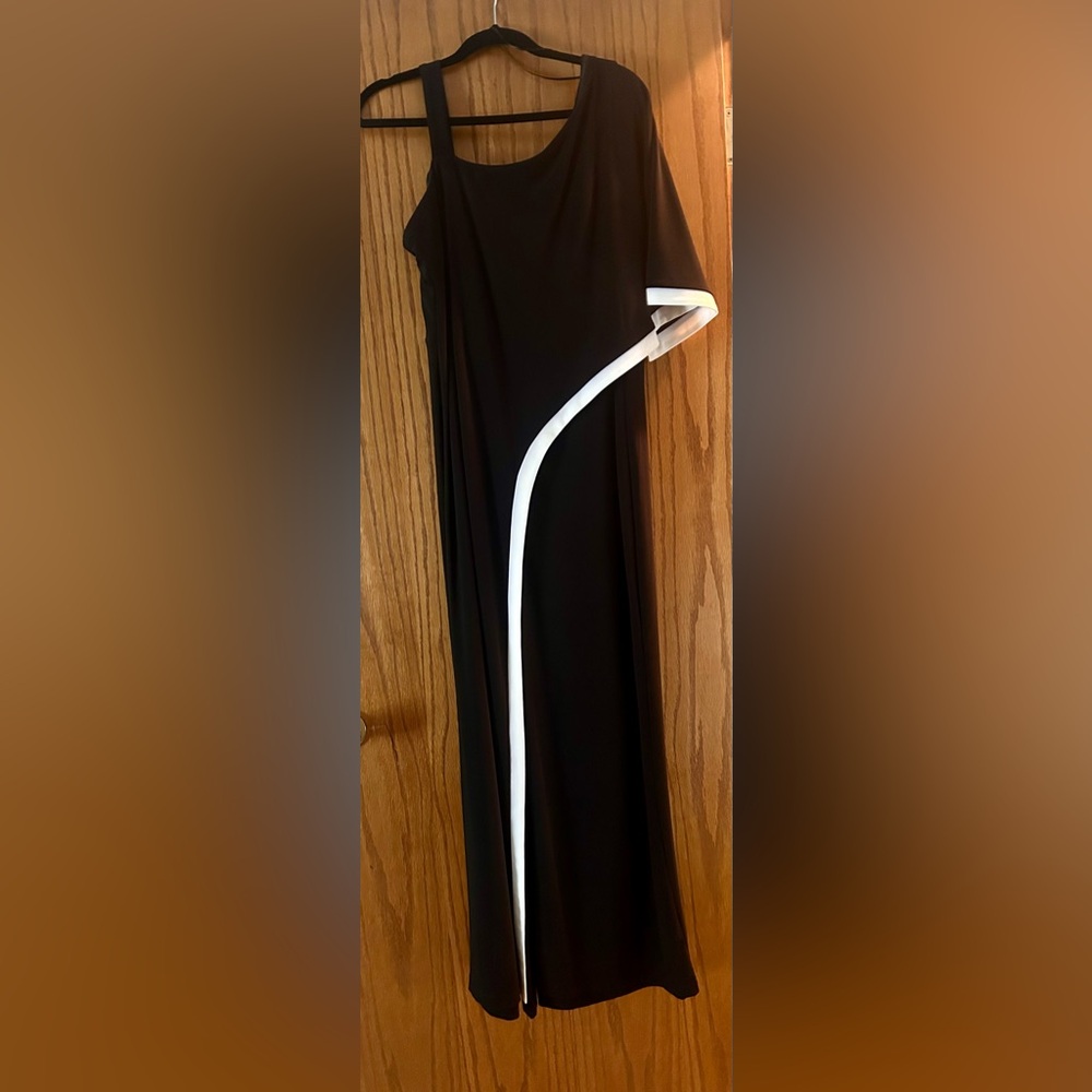 R&M Richards Black Jumpsuit with White Accents